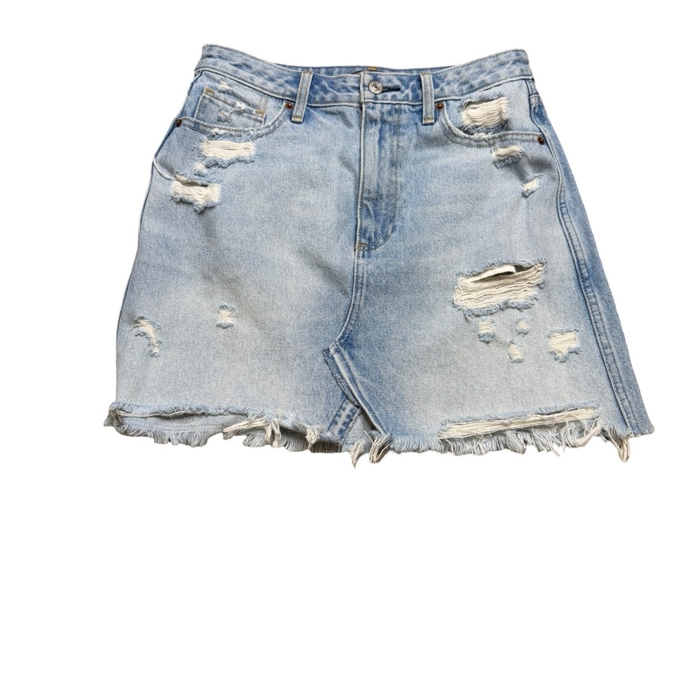 ✨Abercrombie & Fitch Distressed‎ Denim Mini Skirt Y2K A-Line Sz 6✨